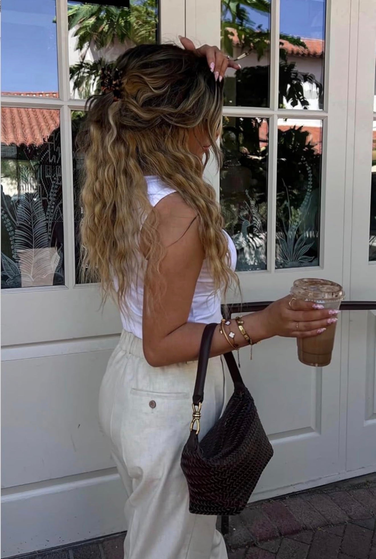Infiniti Woven Coffee Shoulder Bag