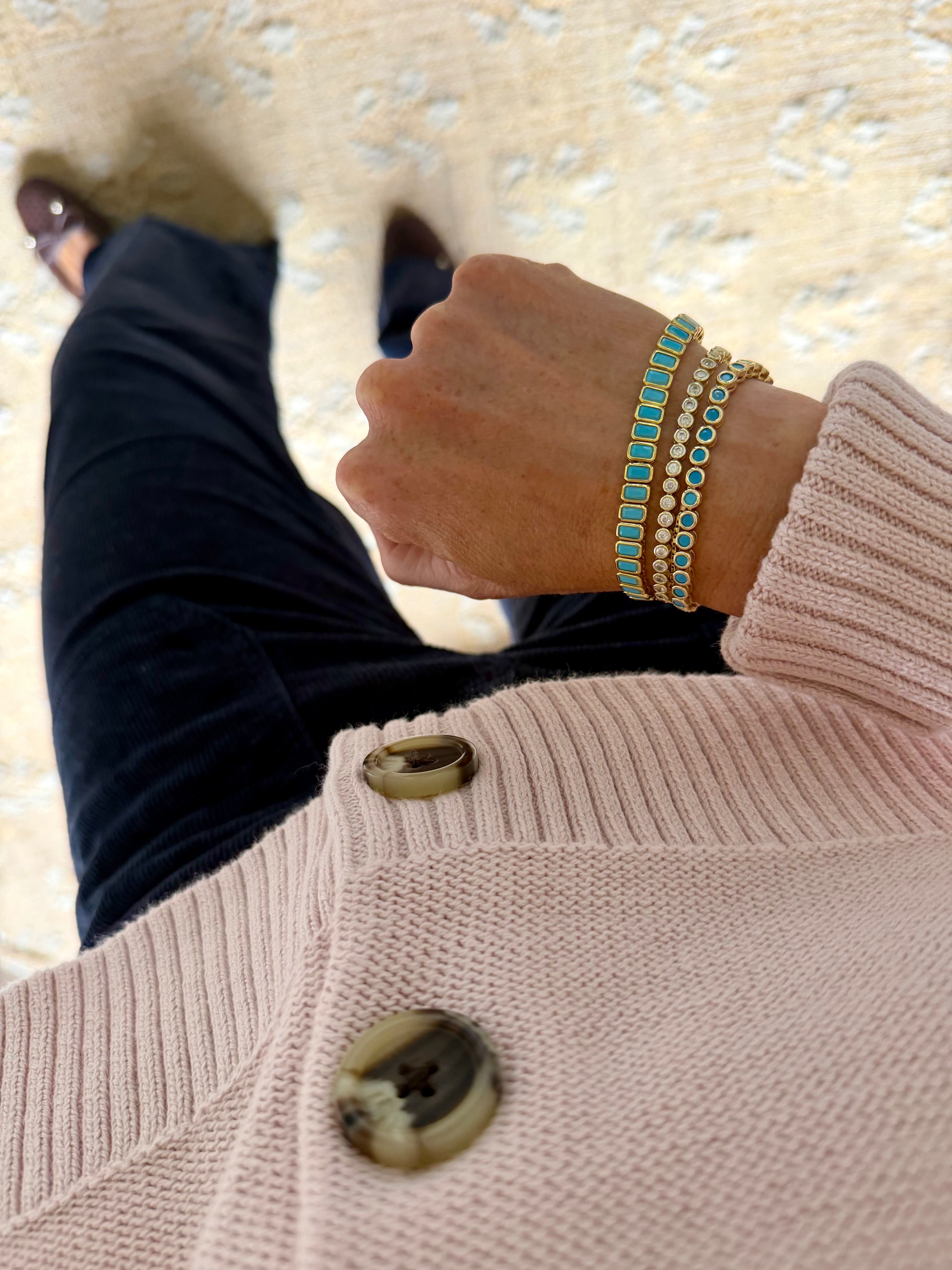 Turquoise Tile Tennis Bracelet