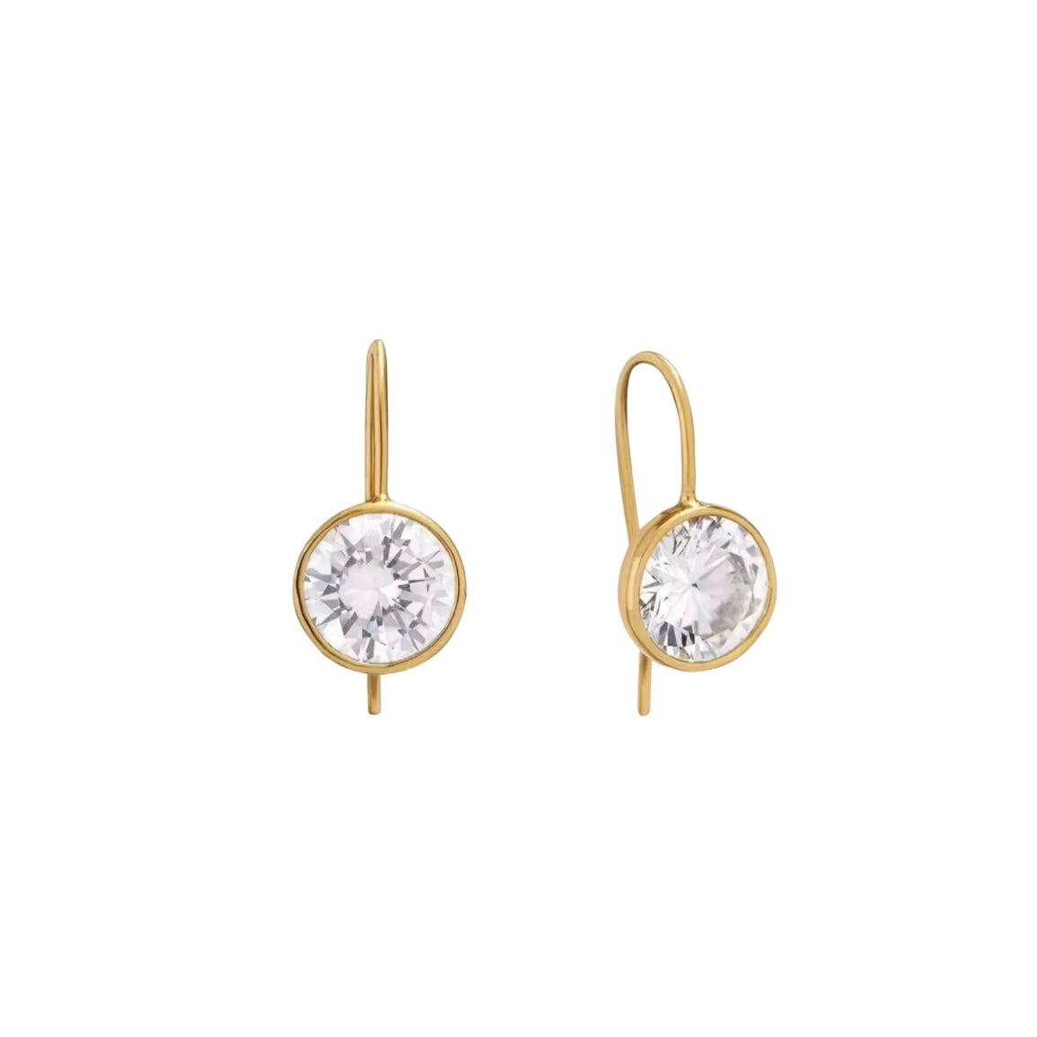 Gold Bezel Drop Earrings