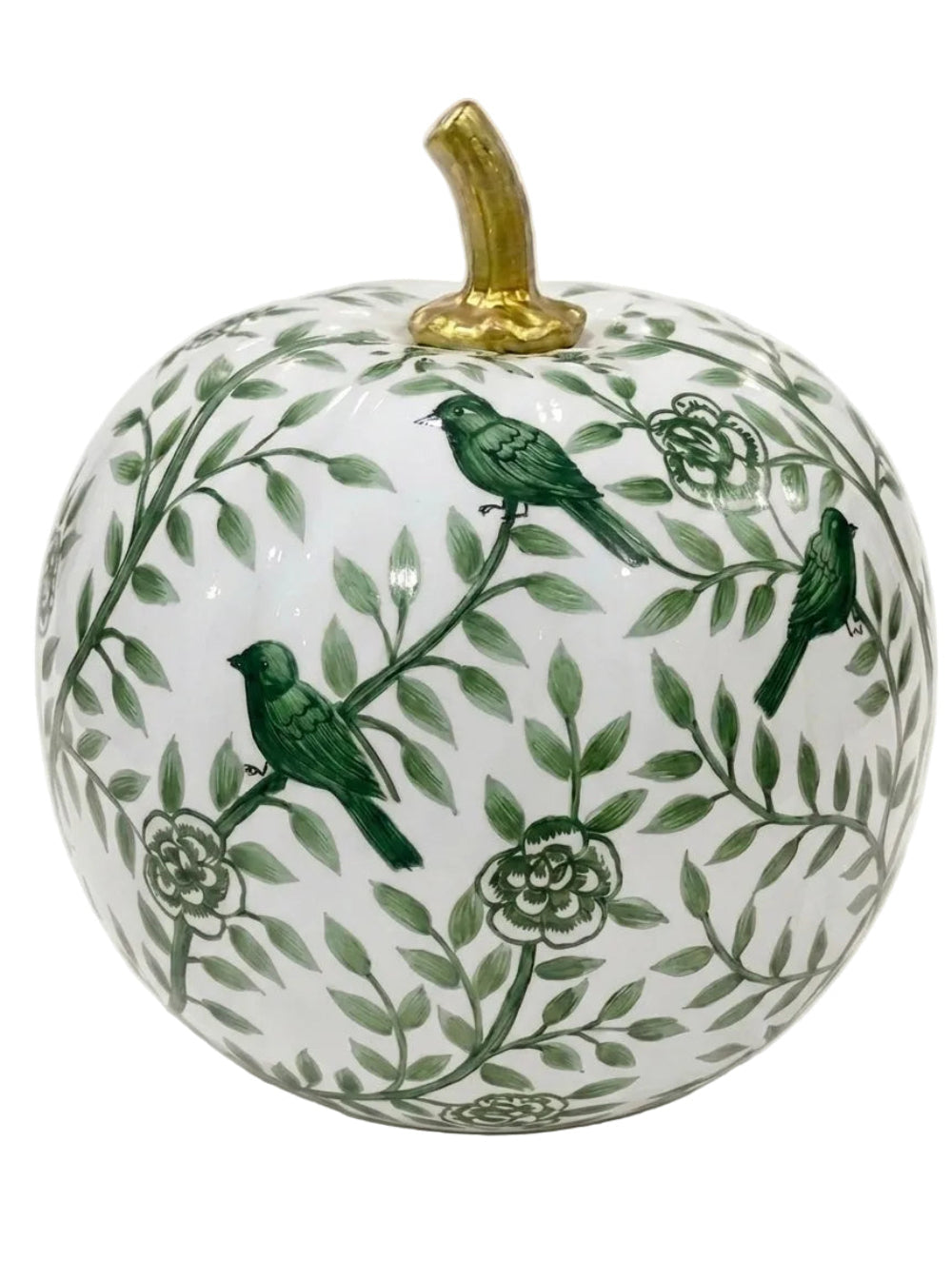 Green Bird & Vine Pumpkin