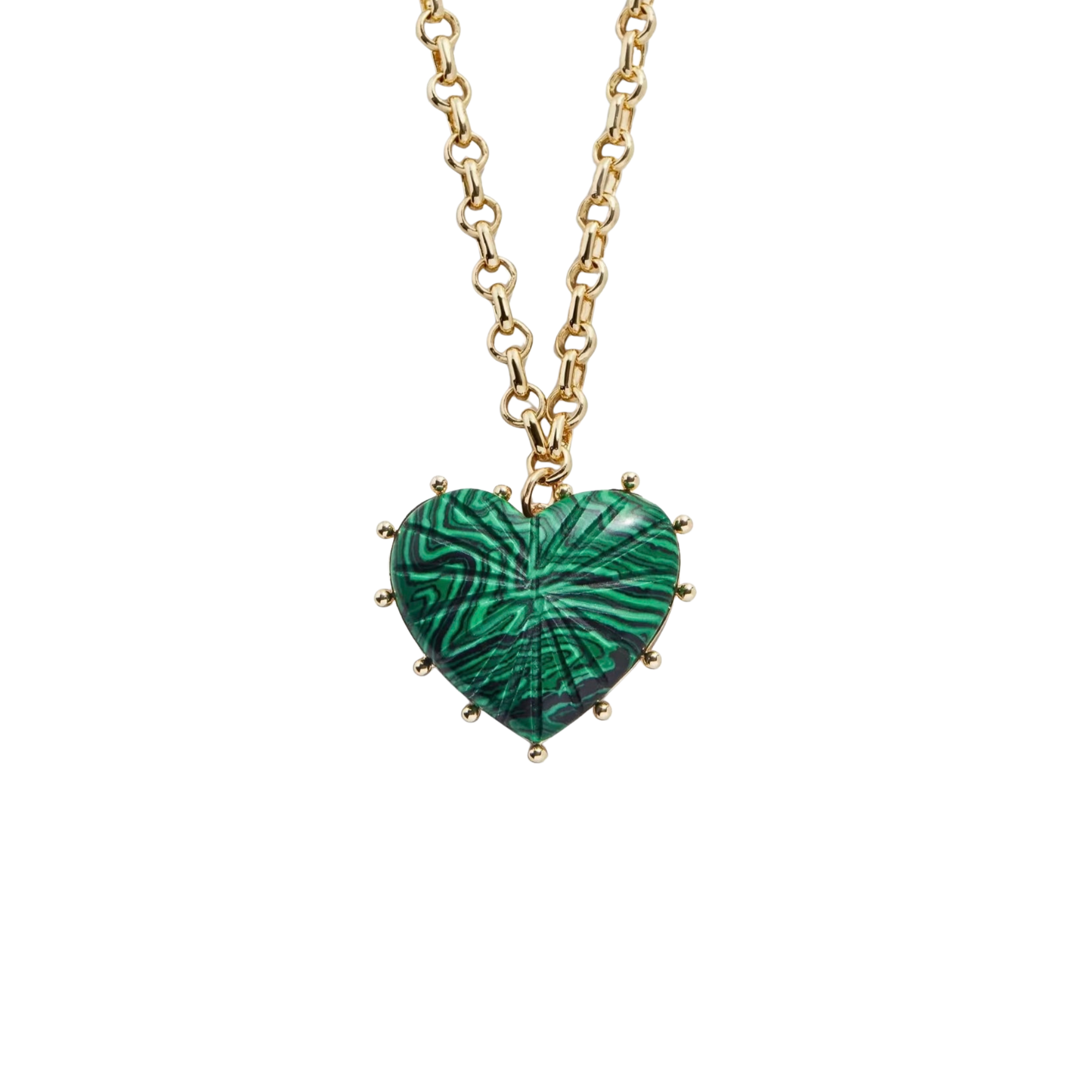 Malachite Heart Pendant Necklace