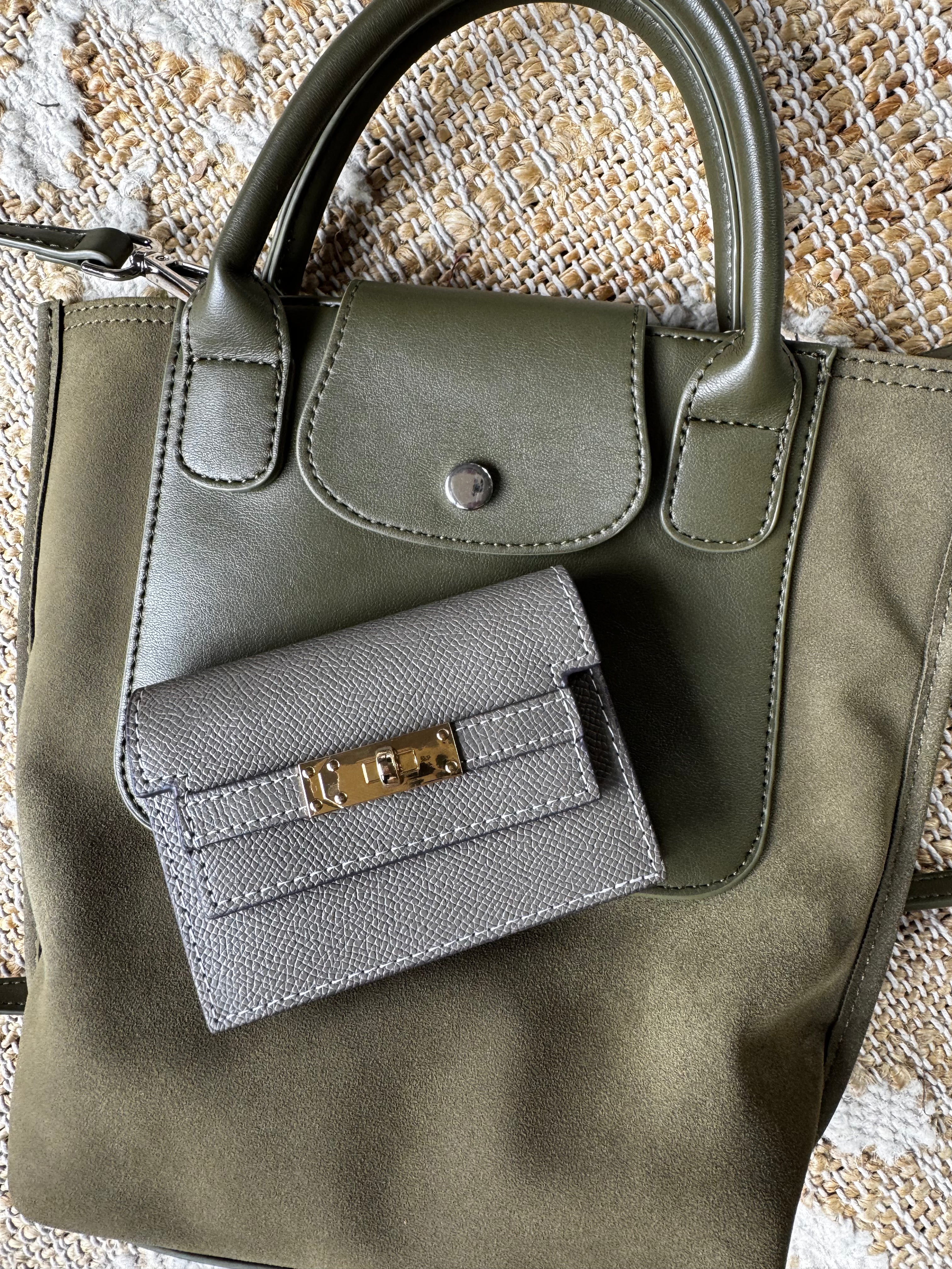 Kelly Card Holder - Gray (Accordion Style - Genuine Leather)