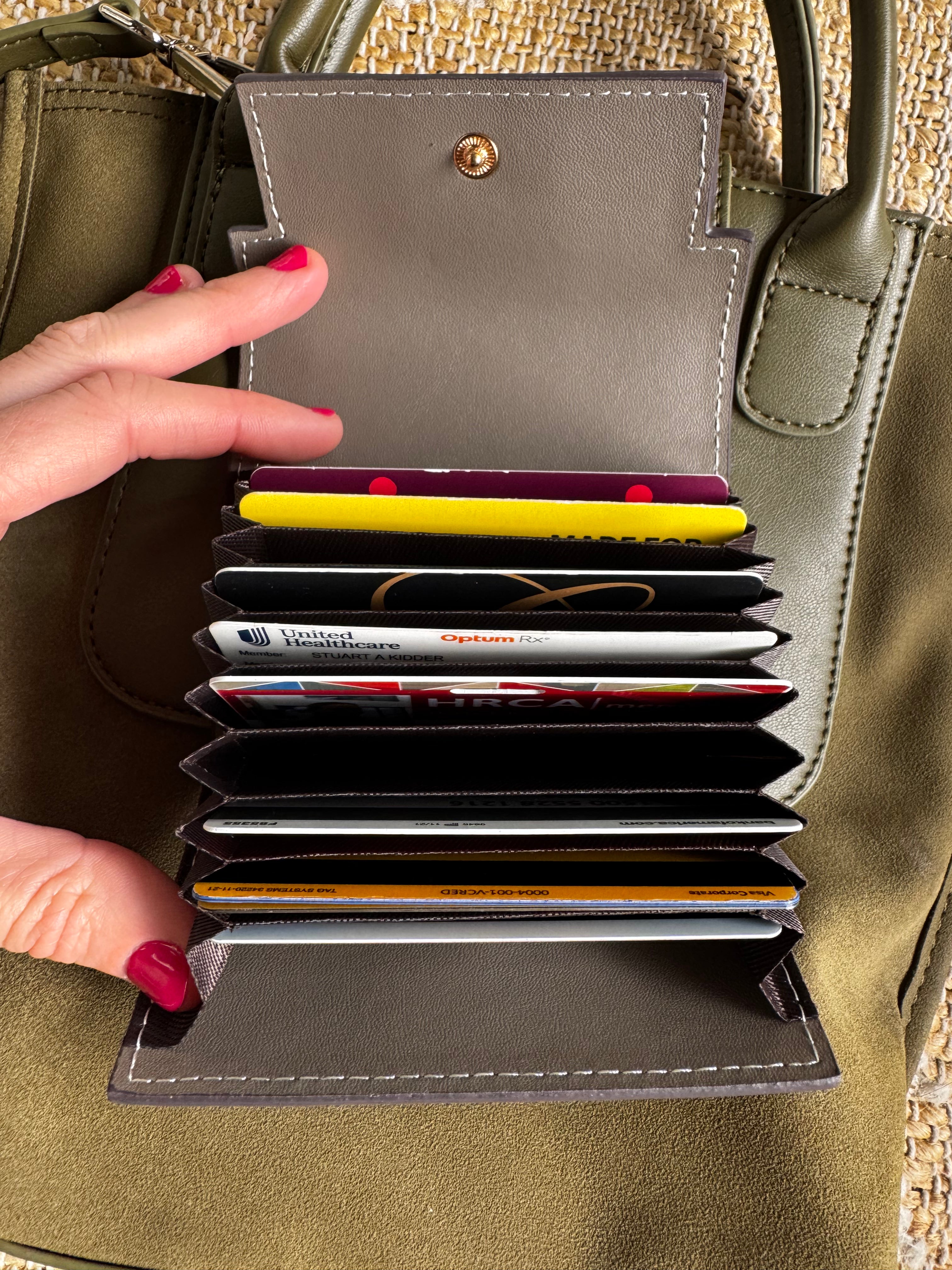 Kelly Card Holder - Gray (Accordion Style - Genuine Leather)