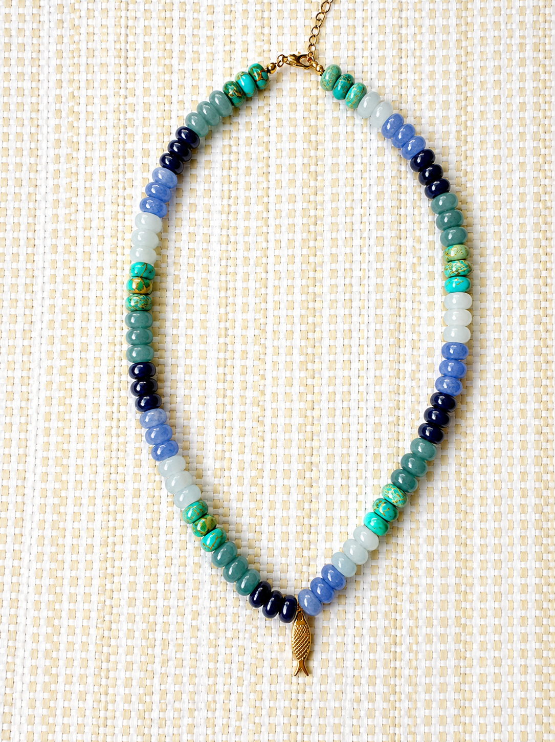 Multi Blue Fish Beaded Necklace (Available 6.5.26 9am cst)