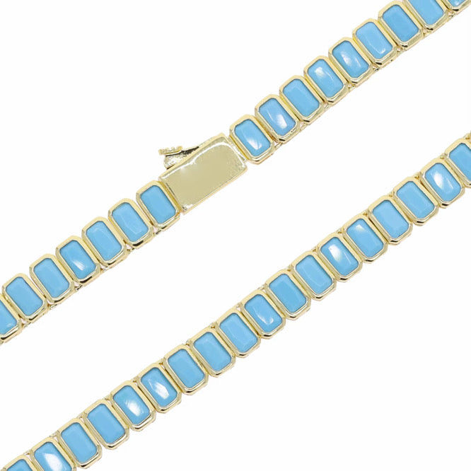 Turquoise Tile Tennis Necklace (2 Sizes) (Available 6.5.26 9am cst)