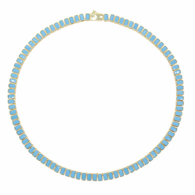 Turquoise Tile Tennis Necklace (2 Sizes) (Available 6.5.26 9am cst)