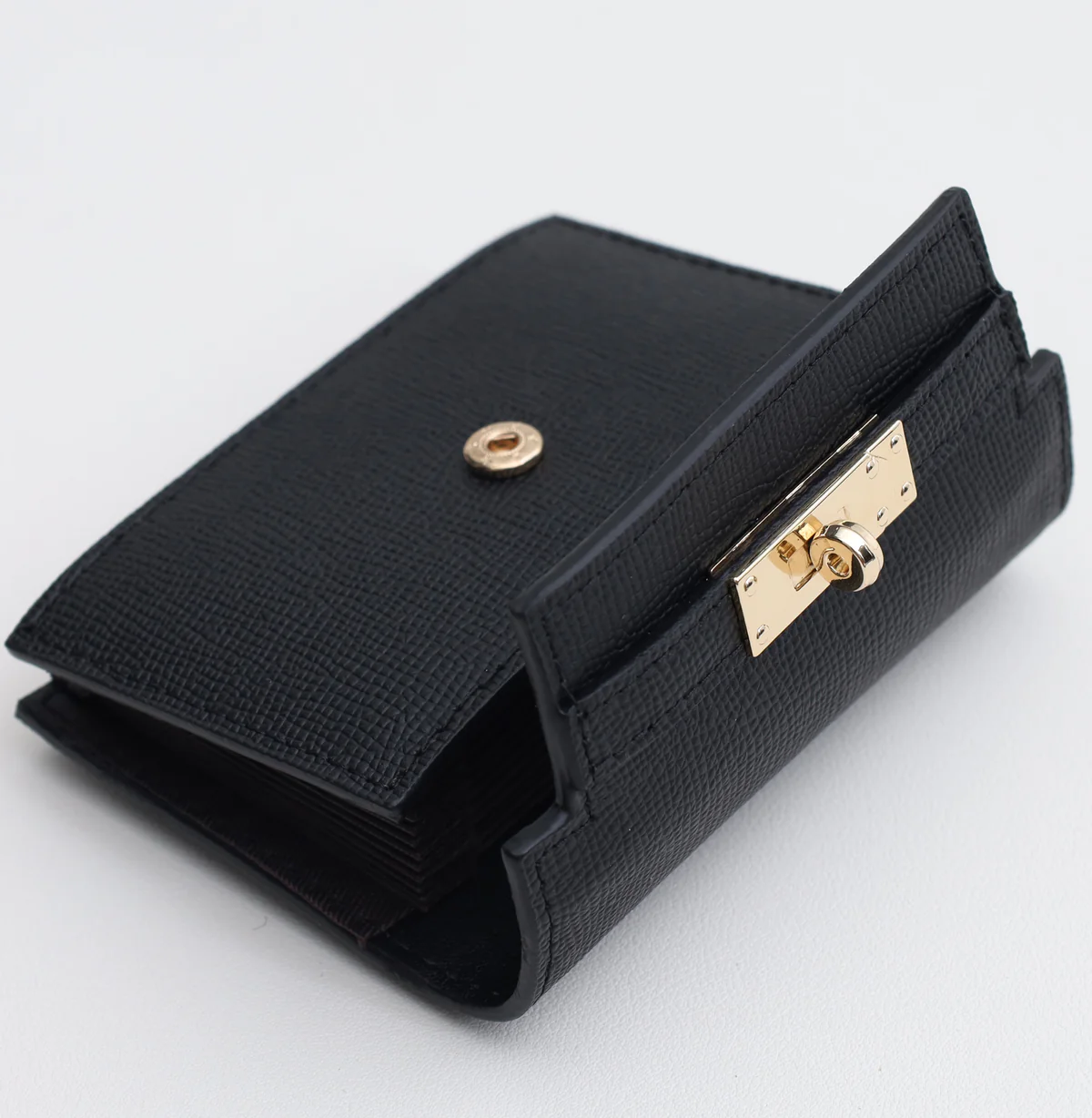 Kelly Leather Wallet - Accordion Card Holder (Black)