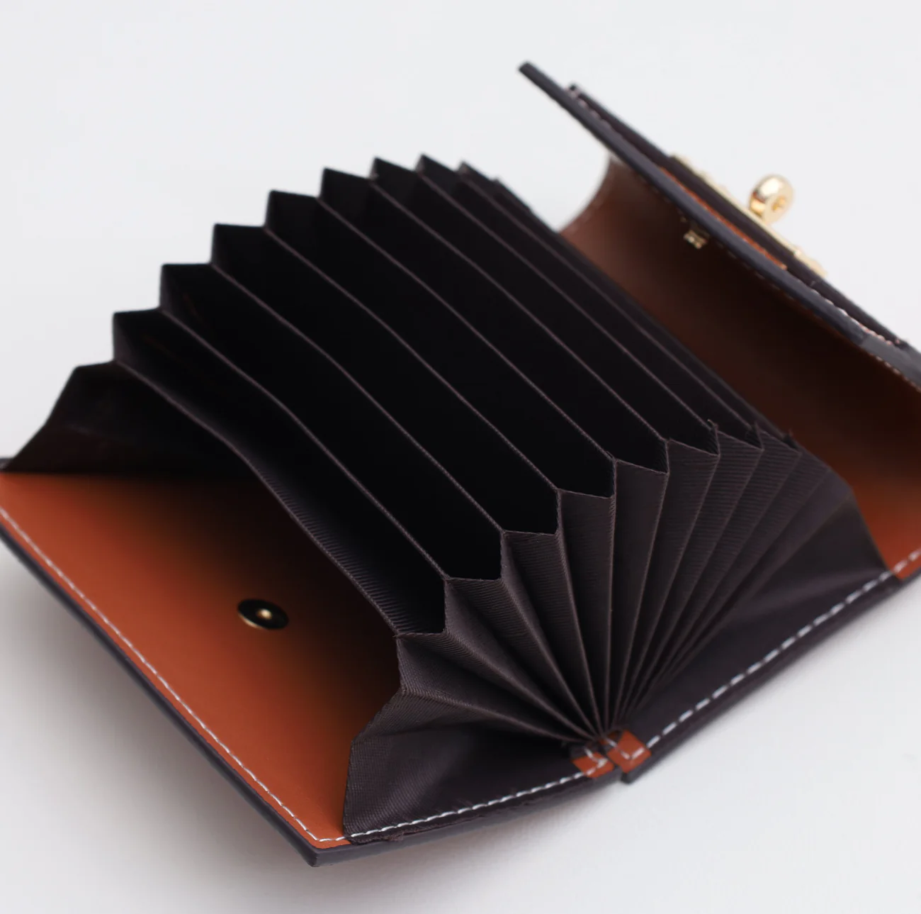 Kelly Leather Wallet - Accordion Card Holder (Orange)