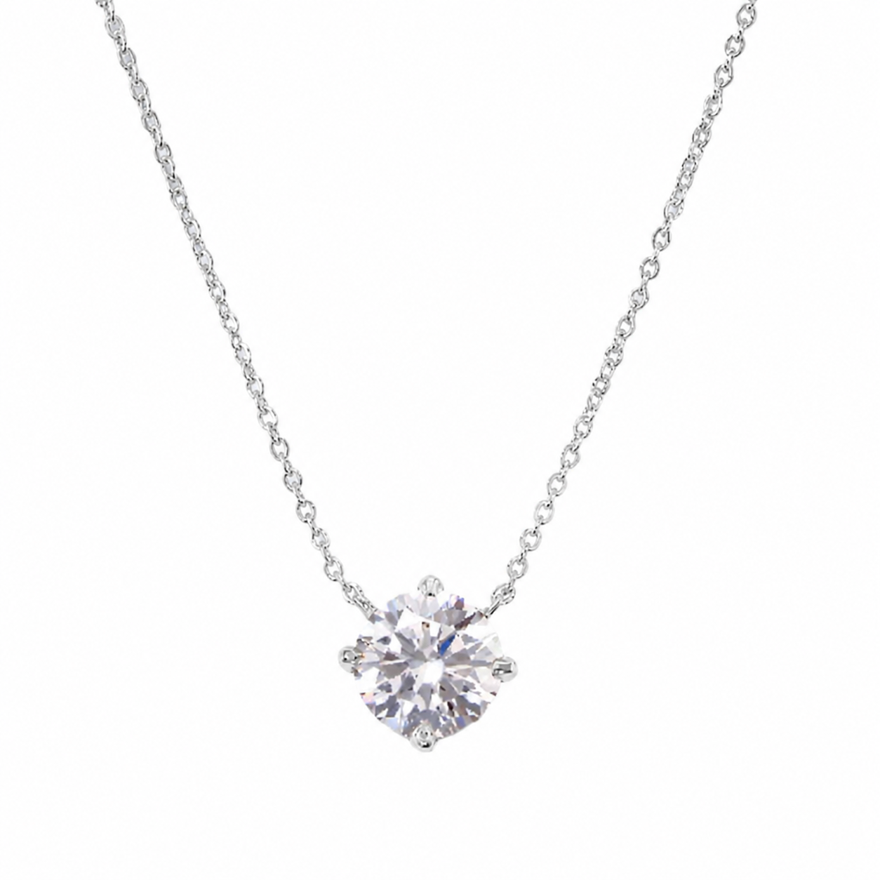 Silver Round Solitaire Necklace