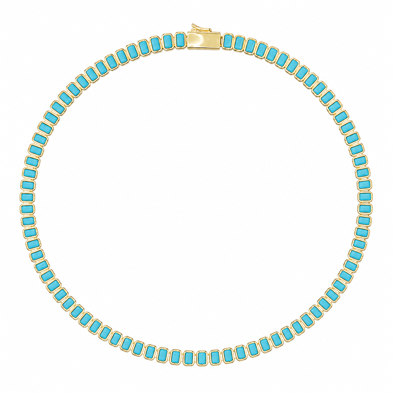 Turquoise Tile Tennis Necklace (2 Sizes)