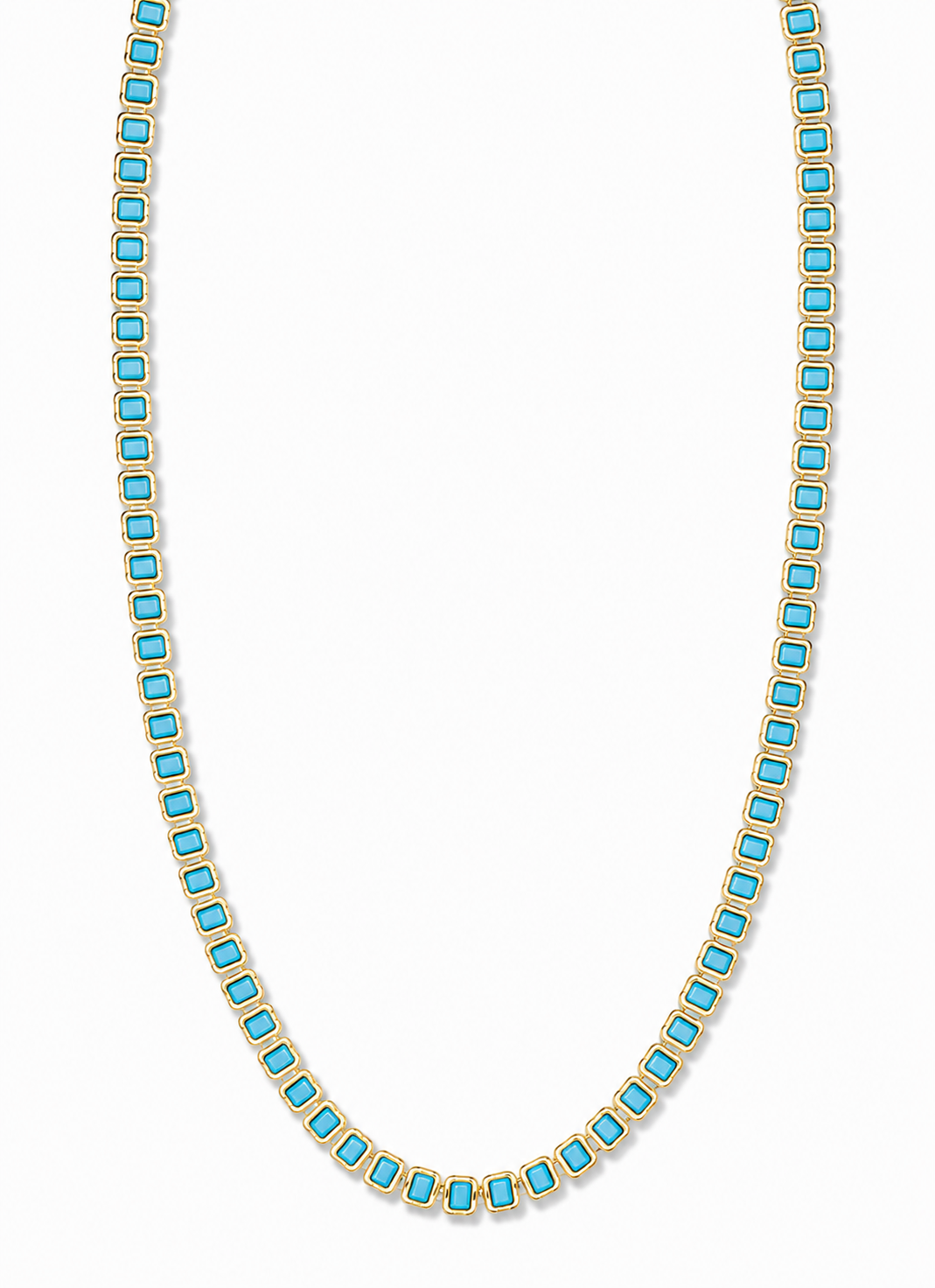 Turquoise Tile Tennis Necklace (2 Sizes)