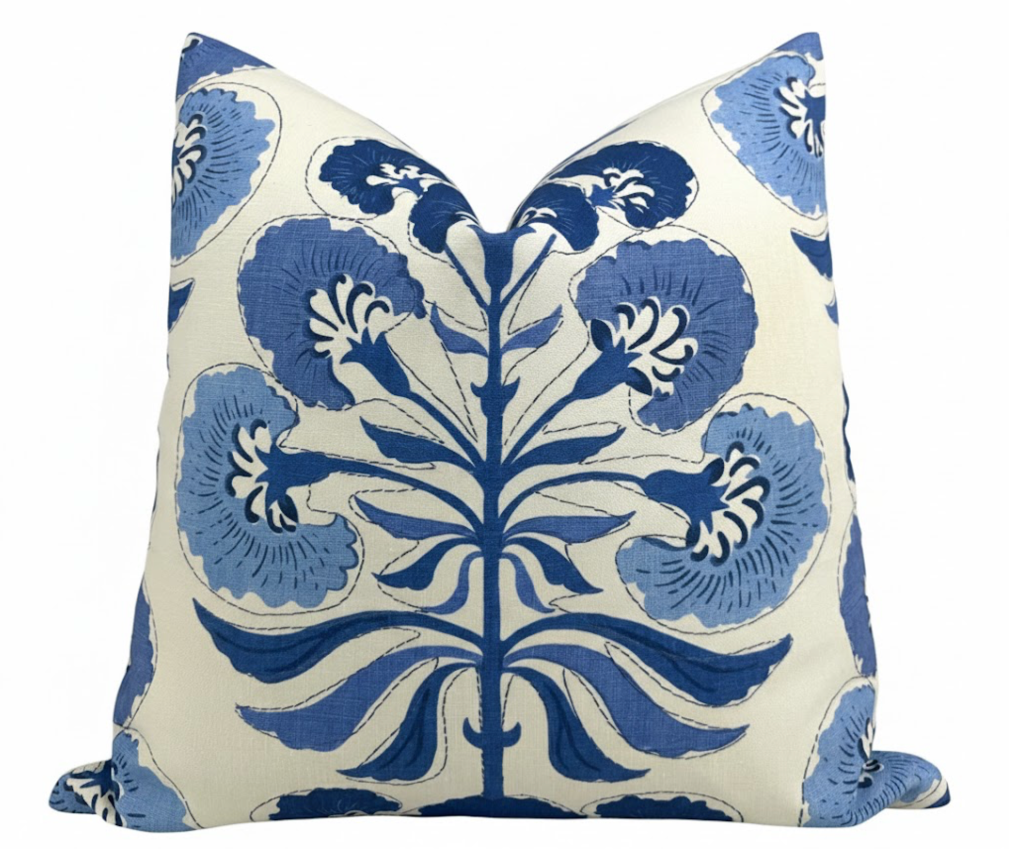 Tybee Tree Pillow Cover in Blue/Blue, Thibaut Pillows
