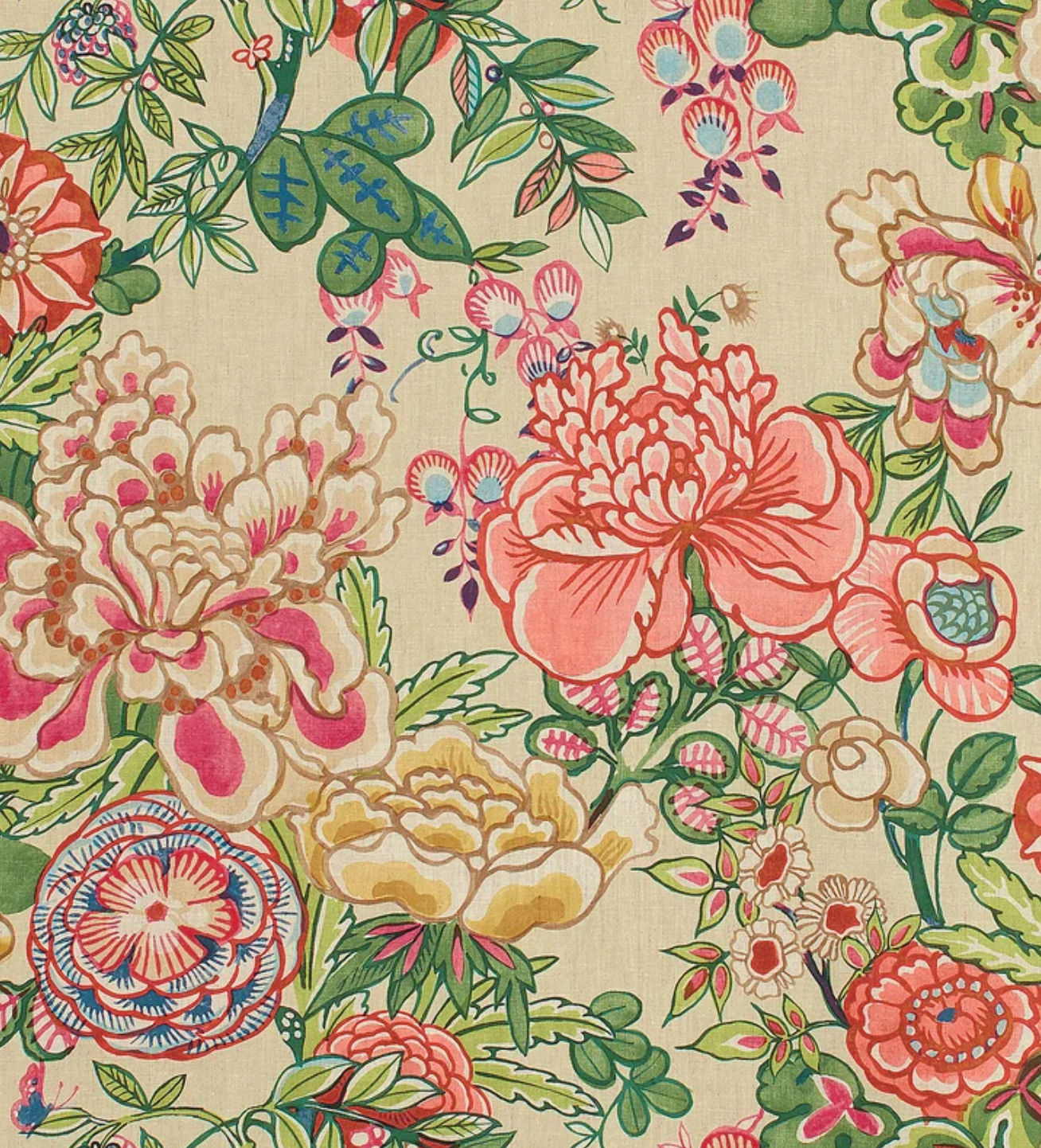 Peony Garden Floral Pillow Cover in Beige, Thibaut Pillows