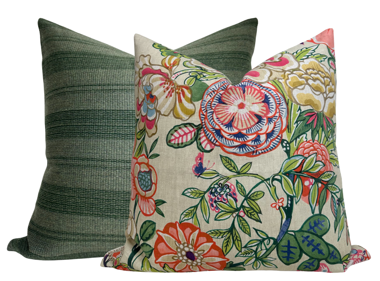 Peony Garden Floral Pillow Cover in Beige, Thibaut Pillows