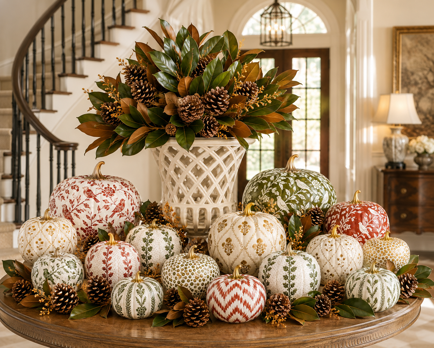 Gold Bird & Vine Pumpkin
