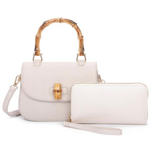 Load image into Gallery viewer, Bamboo Handle Front Flap Crossbody Bag