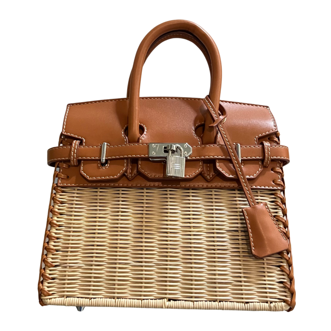 Straw & Leather Picnic Bag Sea Marie Designs