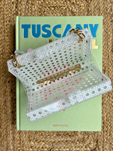 Acrylic White Cane Clutch (Includes 2 Strap Options)