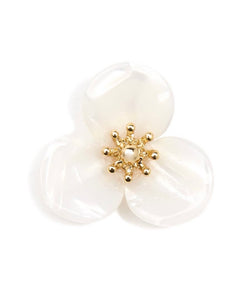 White Tortoise Lotus Flower Earrings