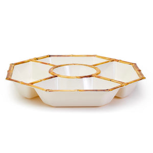 Bamboo Touch Chip and Dip bowl with Bamboo Rim - Melamine