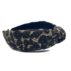 Leopard Raffia Topknot Headband