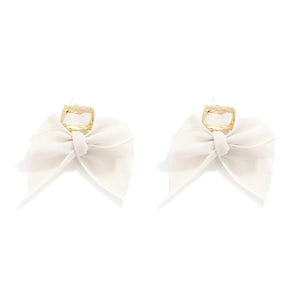Crystal Ivory Bow Earrings