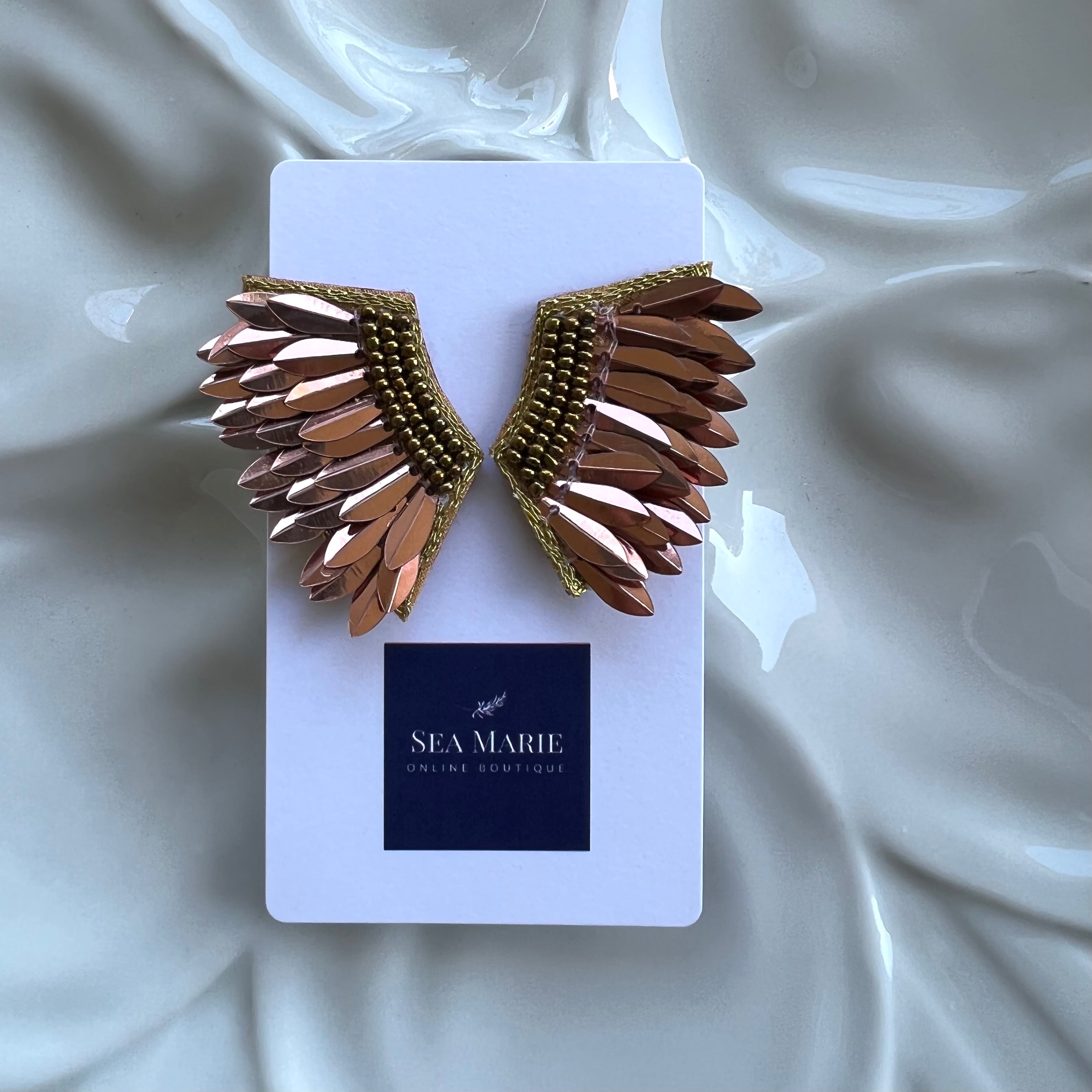 Metallic Blush Wing Earrings