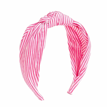 Load image into Gallery viewer, Pink Seersucker Topknot Headband