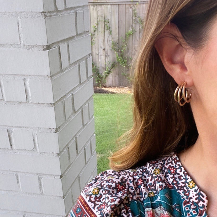 Triple Gold Hoop Earrings