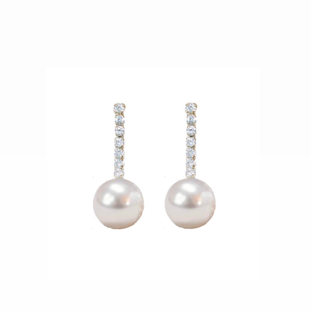 Swingy Pearl & Diamond Drop Earrings