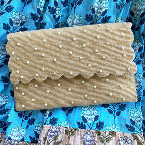 Beaded Scalloped Pearls Clutch