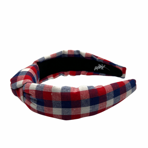 American Plaid Topknot Headband