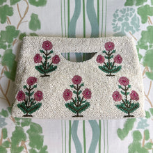 Load image into Gallery viewer, Raspberry Peony Beaded Clutch (Made to Order - Ships in 3 weeks)