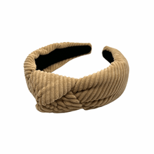 Load image into Gallery viewer, Tan Corduroy Topknot Headband