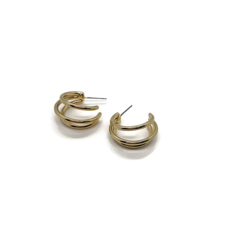 Triple Gold Hoop Earrings