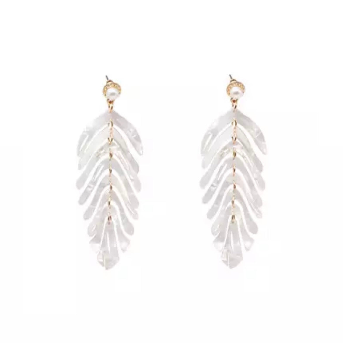 Palm Earrings (White)