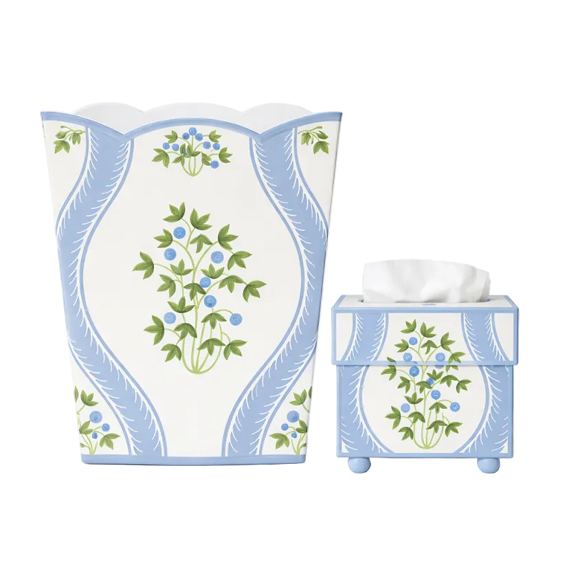Blueberry Square Wastepaper Basket & Tissue (2 Options)