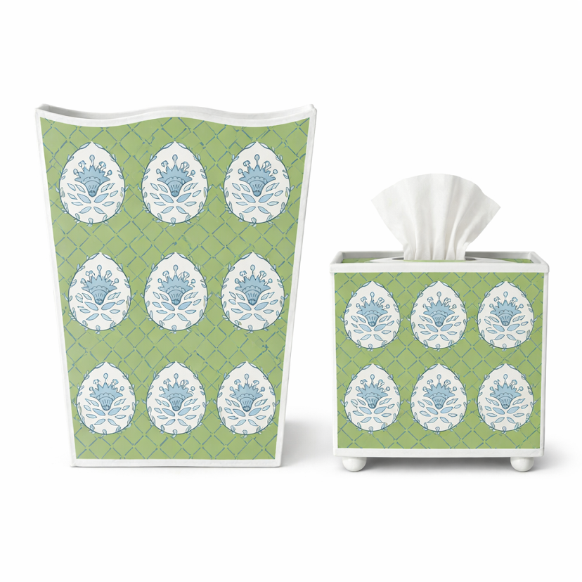 Green Meadow Crest Wastepaper Basket & Tissue (2 Options)