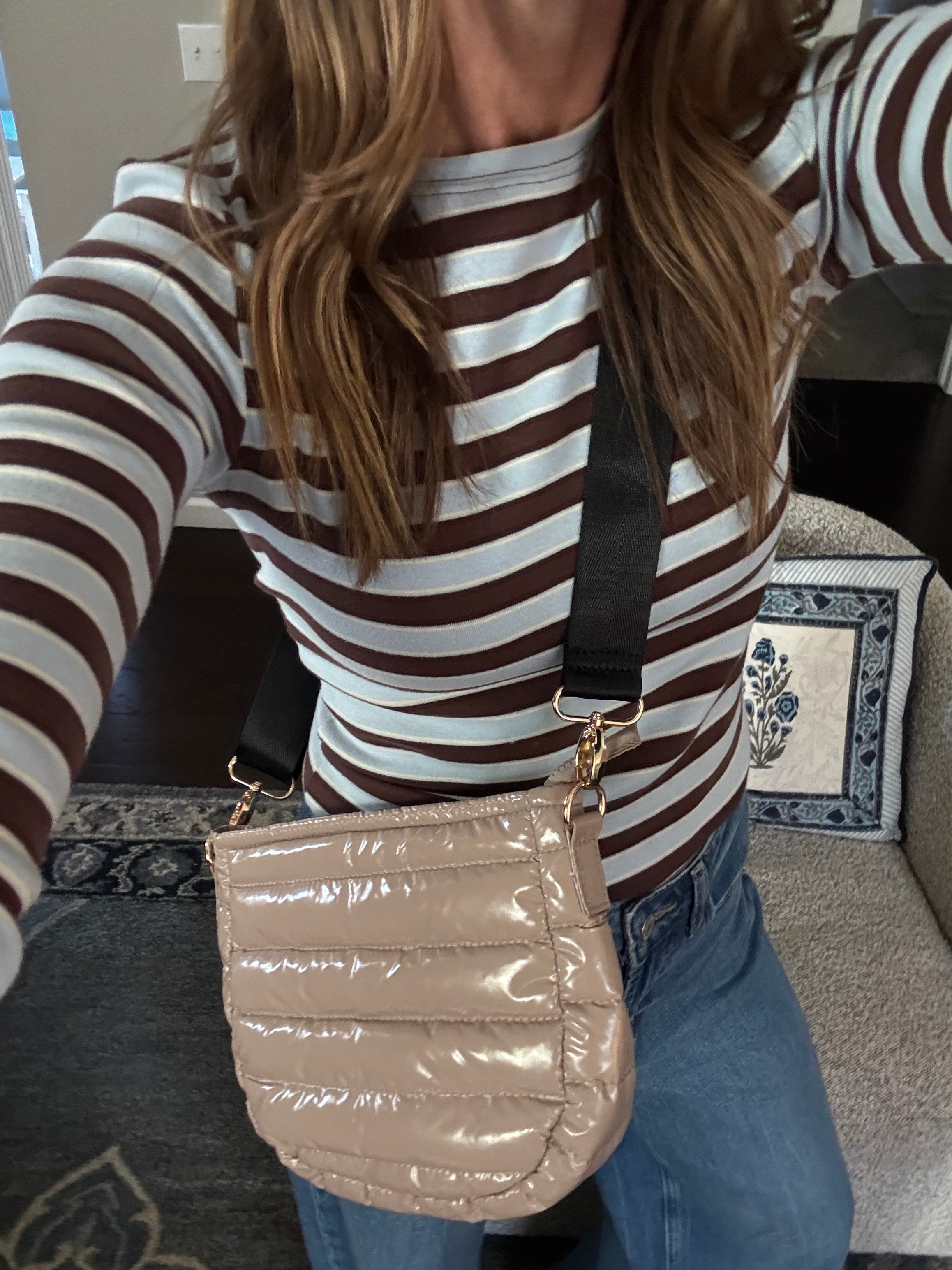 Champagne Puffer Crossbody