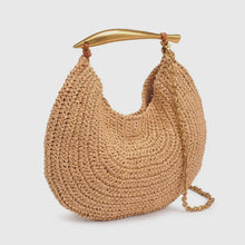 Load image into Gallery viewer, Raffia Brass Handle Clutch