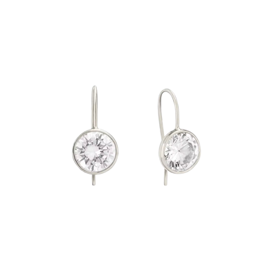 Silver Bezel Drop Earrings