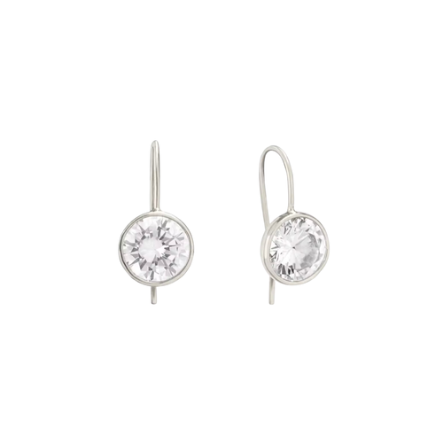 Silver Bezel Drop Earrings