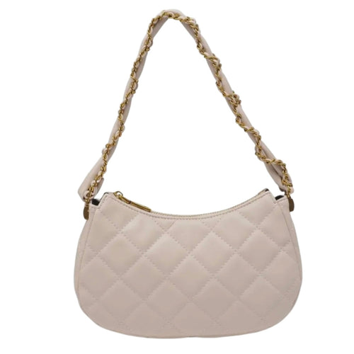 Schuyler Quilted Chain Shoulder Bag (Oatmilk)