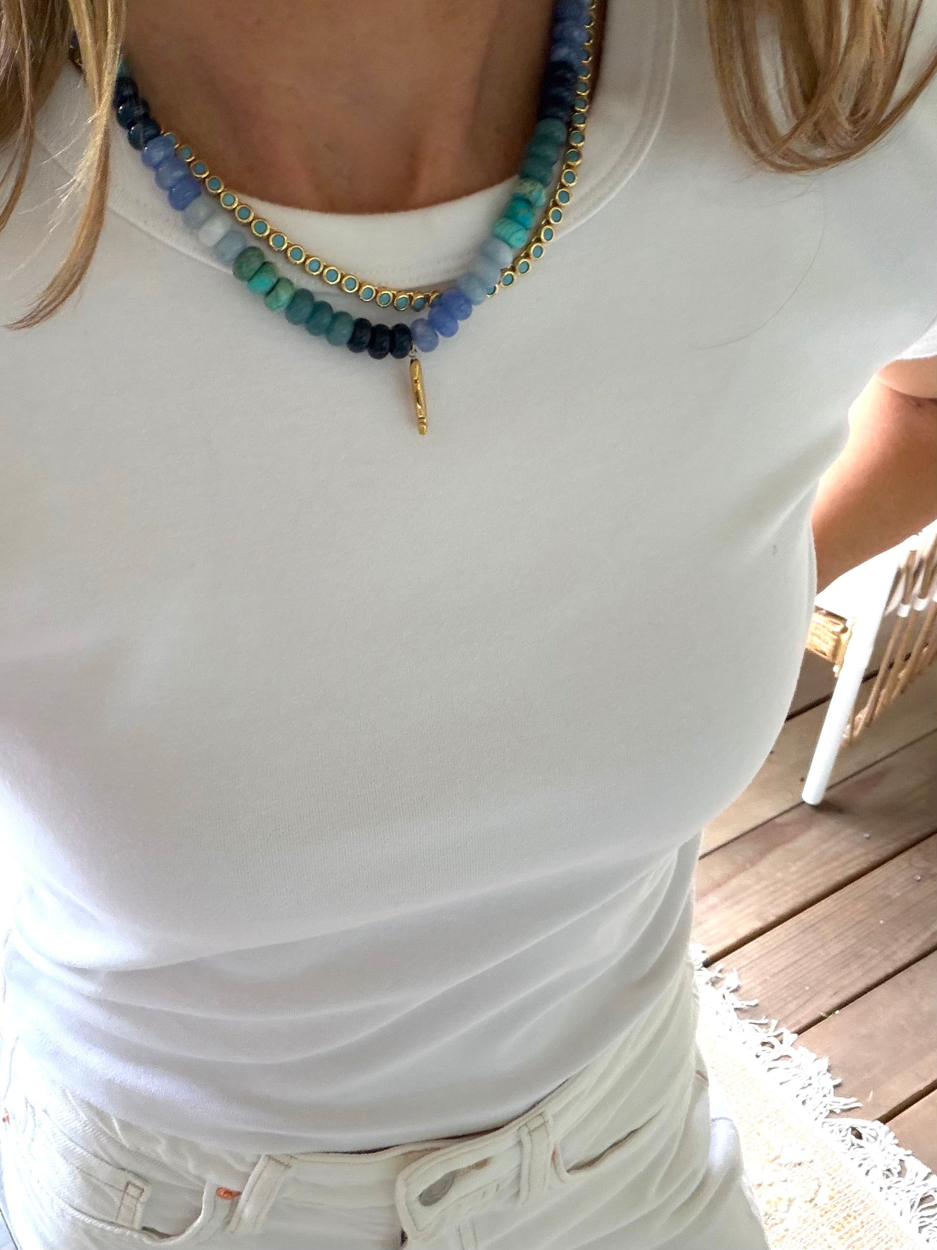 Multi Blue Fish Beaded Necklace (Available 6.5.26 9am cst)