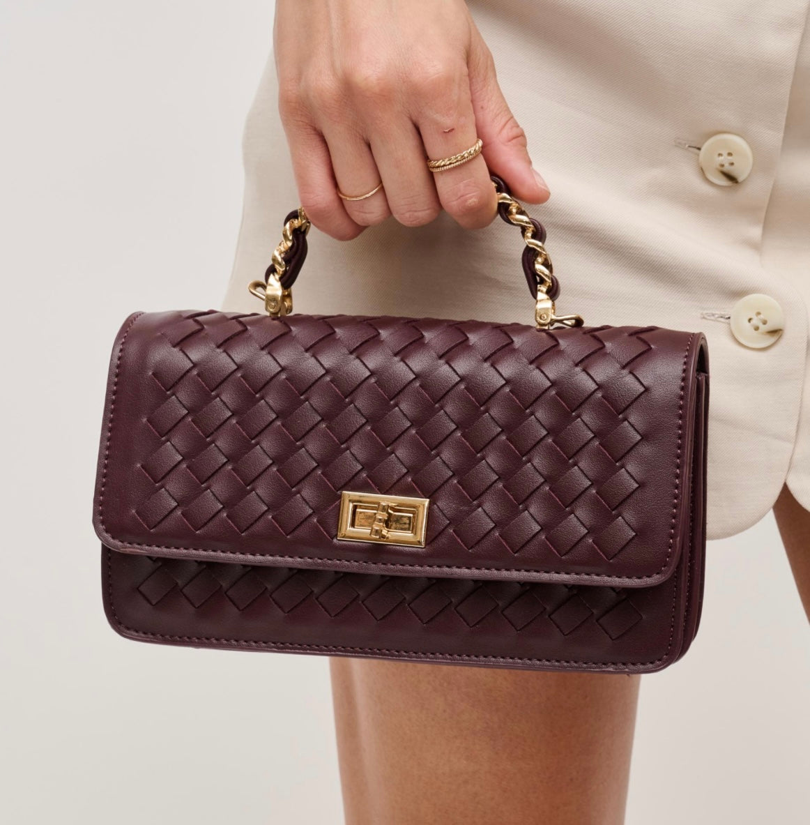Lulu Woven Clutch/Crossbody - Wine
