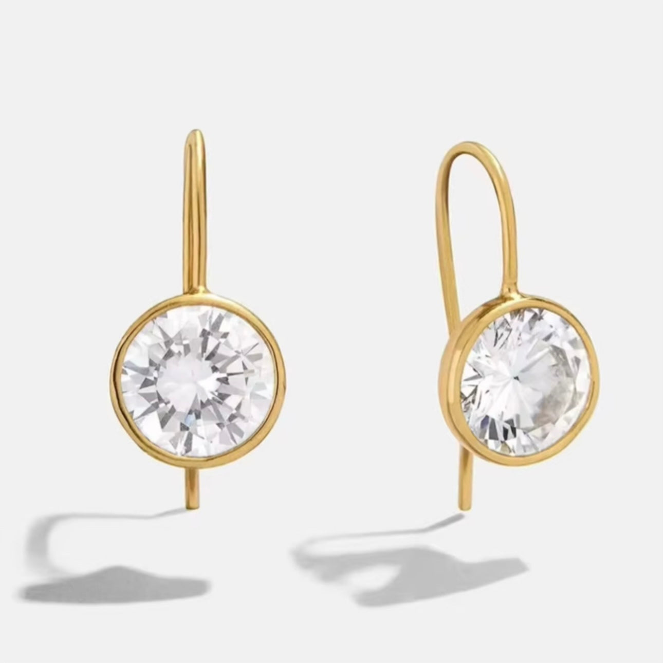 Gold Bezel Drop Earrings