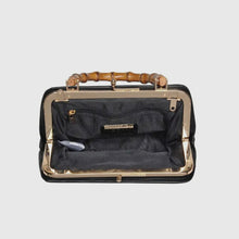 Load image into Gallery viewer, Black Tillie Bamboo Handle Clutch Bag