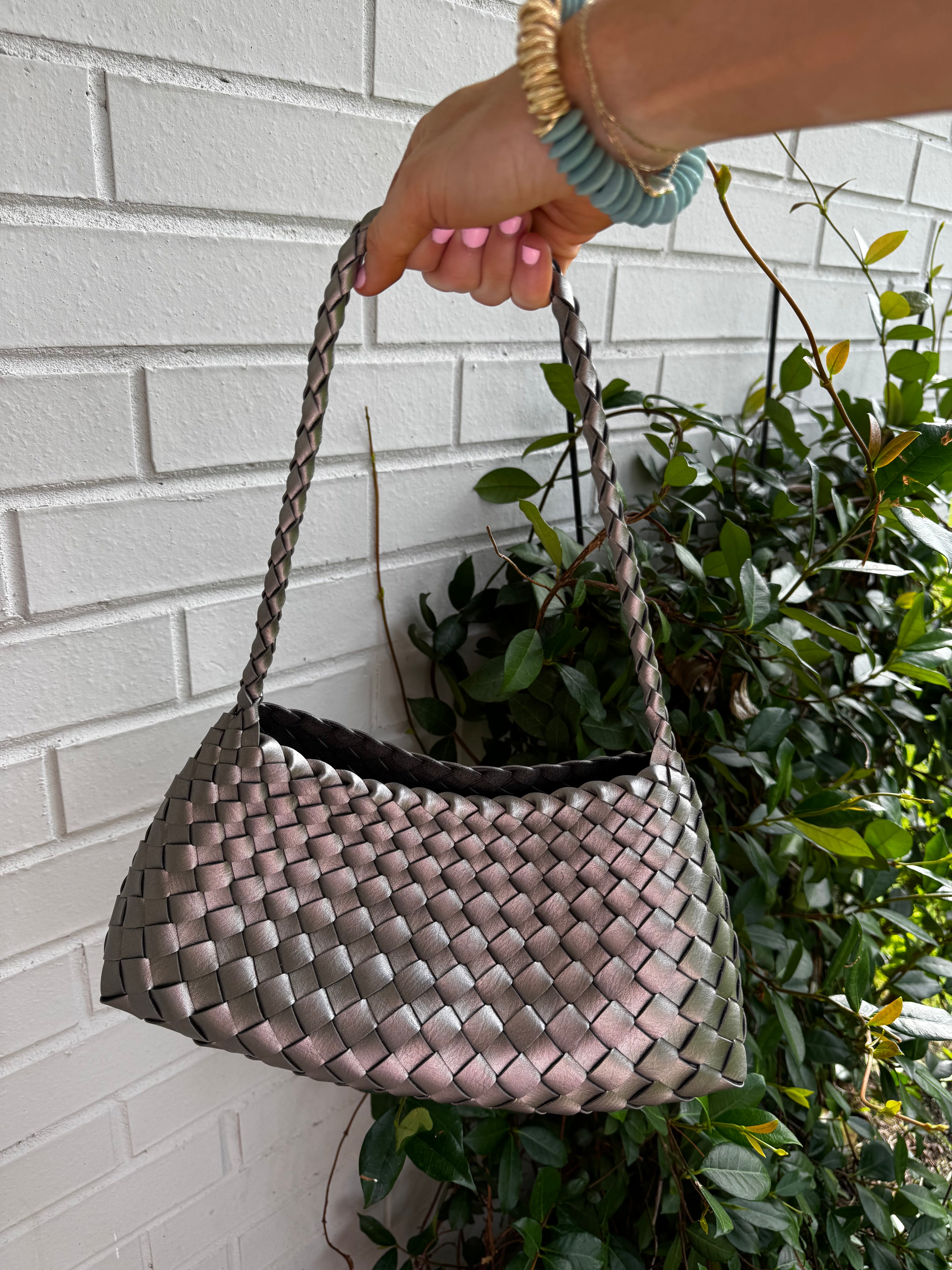 Iris Metallic Woven Tote