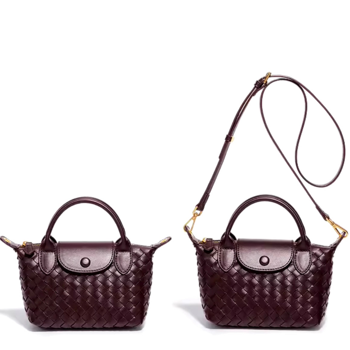 Burgundy/Brown Quilted Rowan Crossbody (Small)