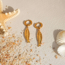Load image into Gallery viewer, Fish Charm Huggie Earrings (2-1 Necklace Charm)